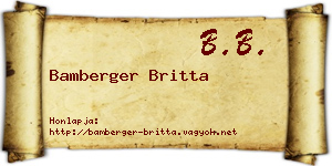 Bamberger Britta névjegykártya